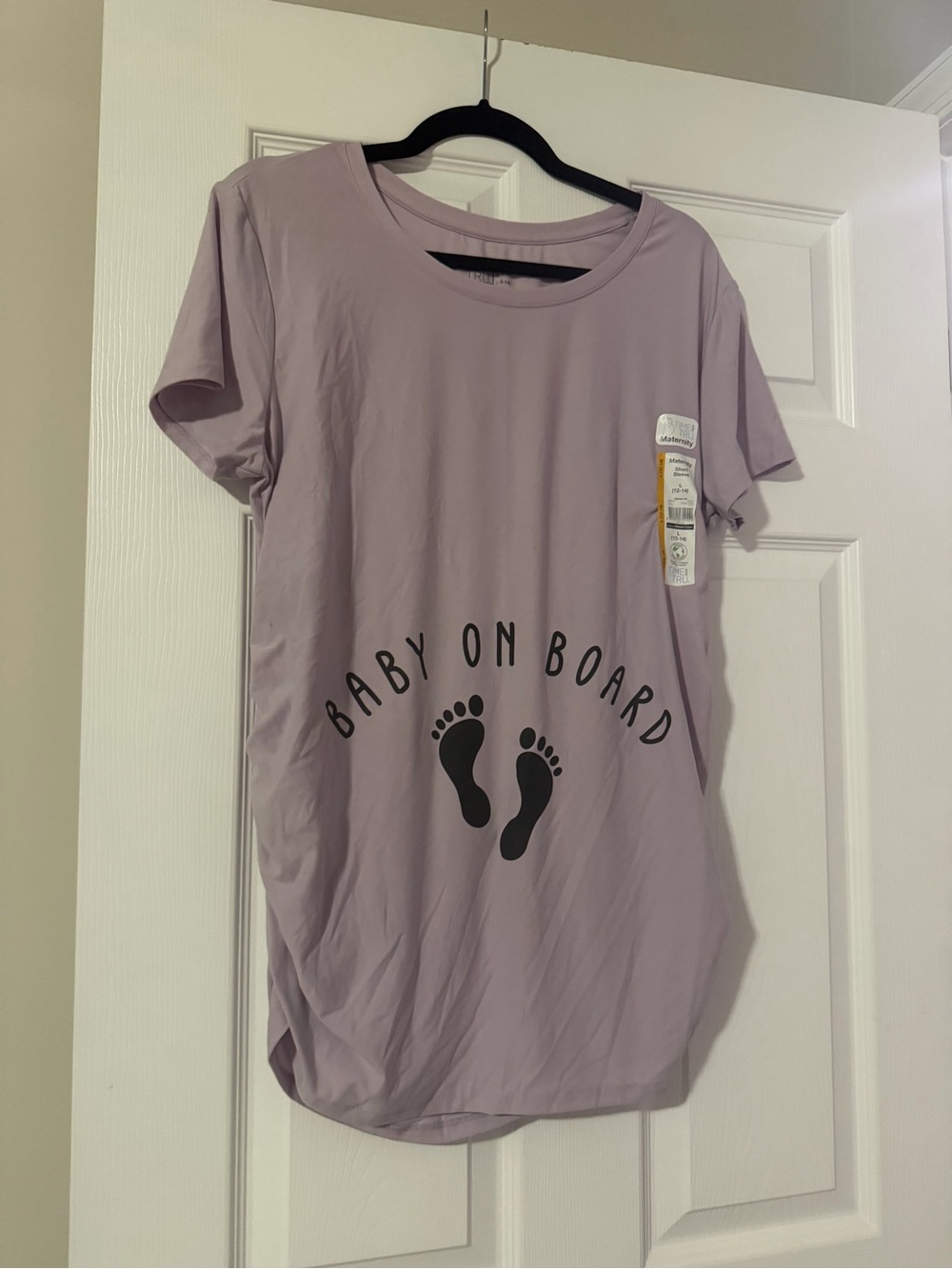 Maternity announcement time and tru Lavender Large women’s tshirt